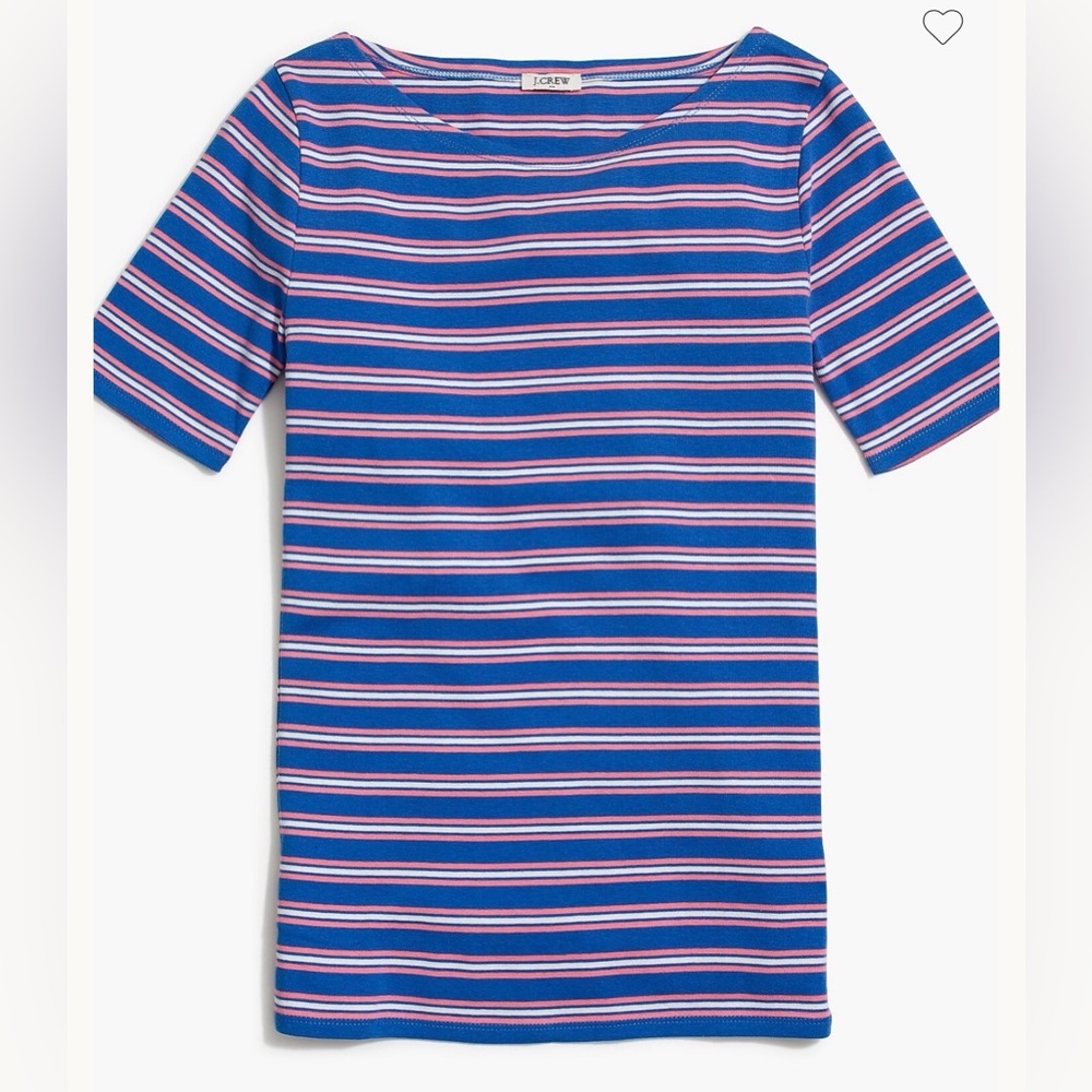 J. Crew Striped Perfect Fit Open Neck Tee Womens Size Medium